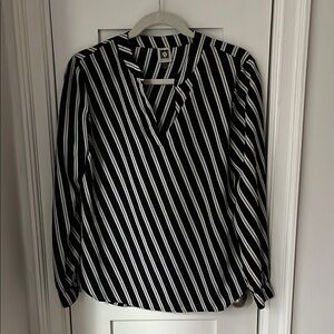 Black and White Striped Women's Top